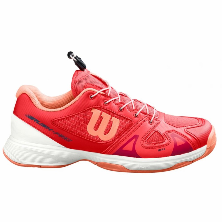 Junior Tennis Equipment * | Wilson Junior Rush Pro Ql Tennis Shoes (Cayenne/White/Papaya Punch)