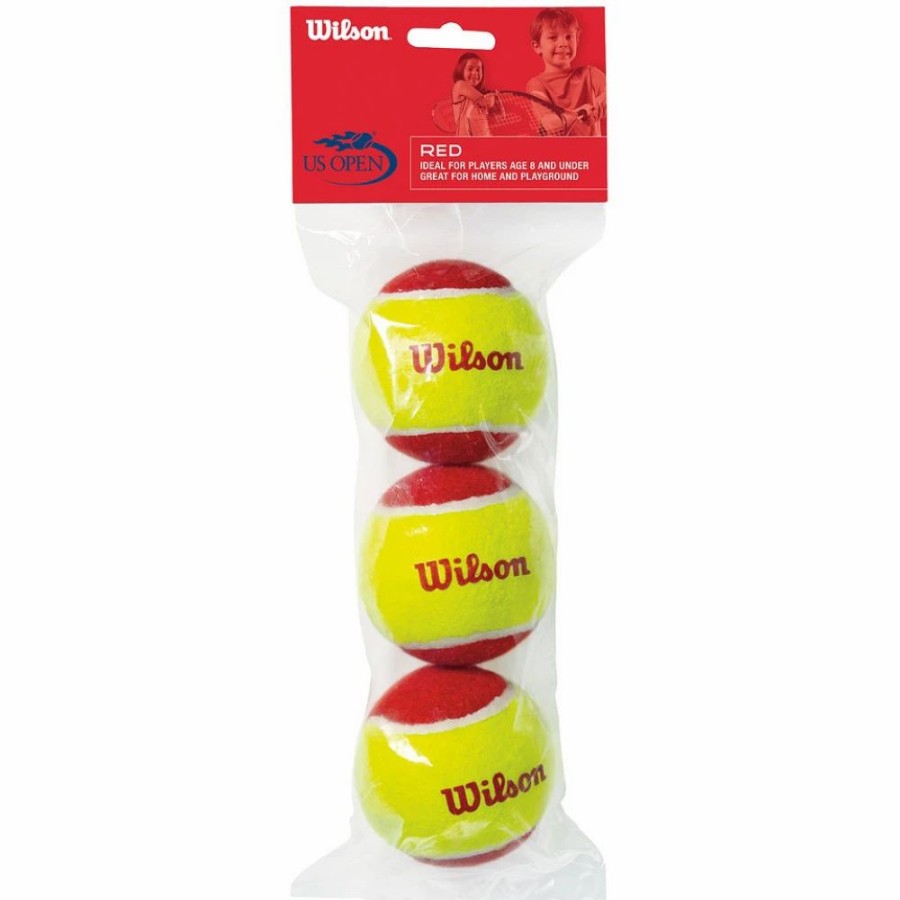 Junior Tennis Equipment * | Wilson Us Open Red Felt Tennis Balls (3 Pack)